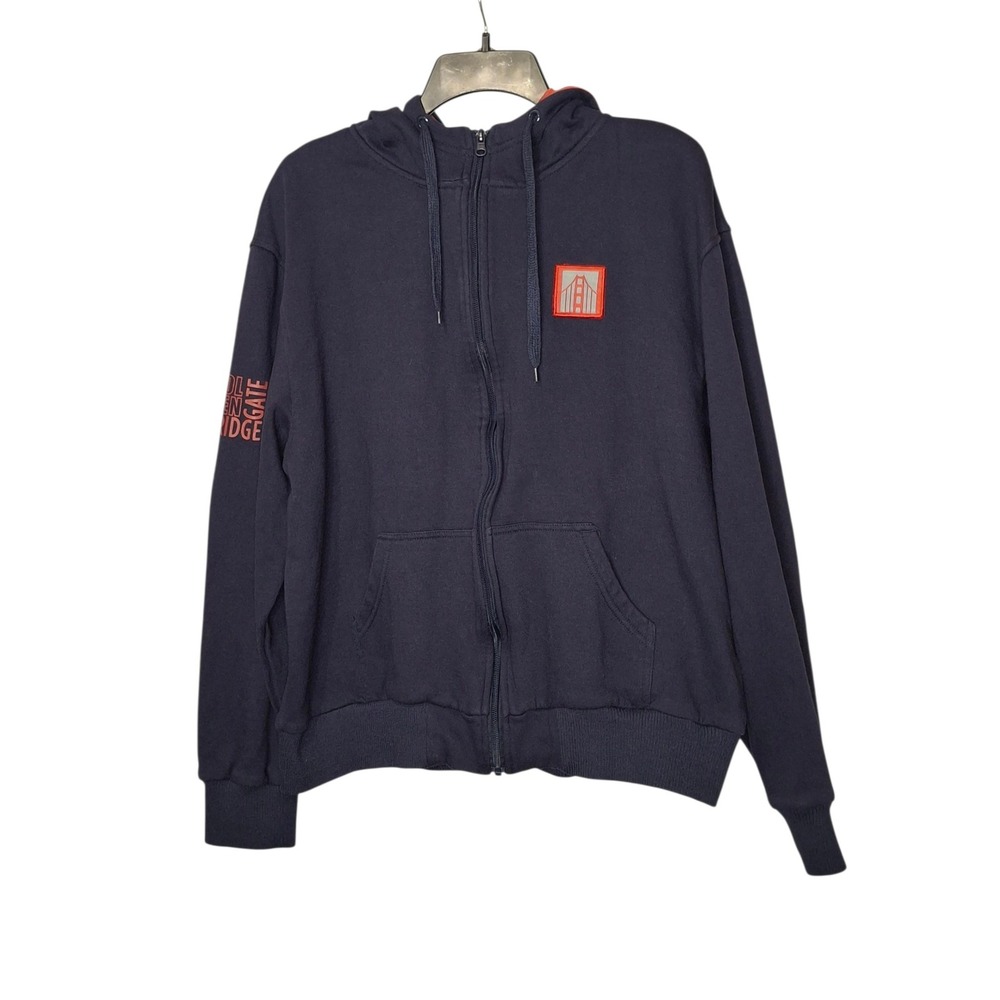 Golden Gate Bridge Dream Big Mens XL Full Zip Hoodie Navy Blue Orange Graphic